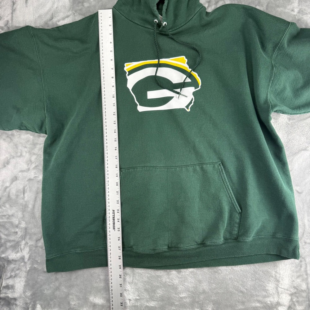 Vintage Hanes Ultimate Cotton Green Bay Packers Hoodie Mens 3XL Green Sweatshirt - Picture 6 of 16